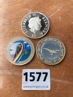 A CONCORDE COMMEMORATIVE COIN AND TWO WEST INDIAN COINS: LOCATION - CR