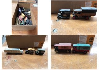 A BOX OF ASSORTED VINTAGE DIECAST MODEL VEHICLES: LOCATION - CR