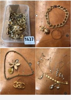 A BOX OF GOLD TONE JEWELLERY: LOCATION - CR