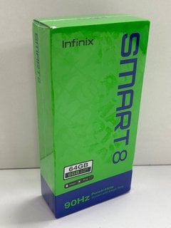 INFINIX SMART 8 64GB SMARTPHONE IN GALAXY WHITE: MODEL NO X6525 (WITH BOX & ALL ACCESSORIES) [JPTM123264] (SEALED UNIT) THIS PRODUCT IS FULLY FUNCTIONAL AND IS PART OF OUR PREMIUM TECH AND ELECTRONIC