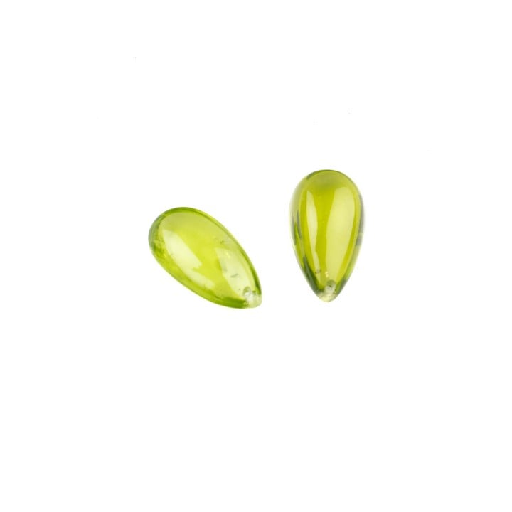 7.90ct Peridot Cabochon Pear-cut Pair of Gemstones, 13x8mm