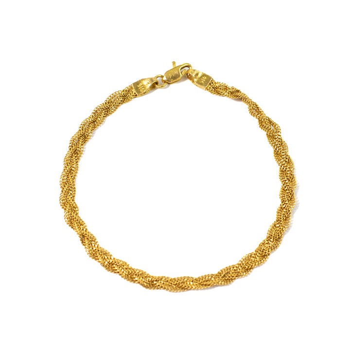 22K Yellow Plait Style Bracelet, 17cm, 4.2g (VAT Only Payable on Buyers Premium)