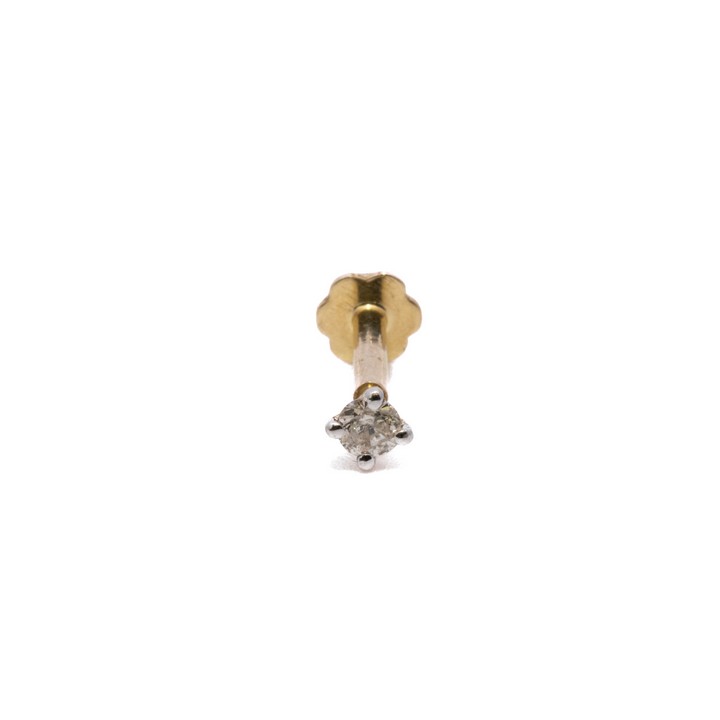 18K Yellow 0.06ct Diamond Nose, Lip and Ear Stud, 0.3g (VAT Only Payable on Buyers Premium)