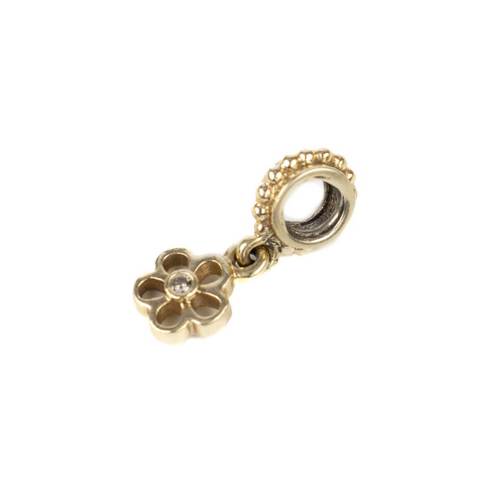 Pandora 14ct Yellow Gold Flower and Circle Drop Charm, 1.6g (VAT Only Payable on Buyers Premium)