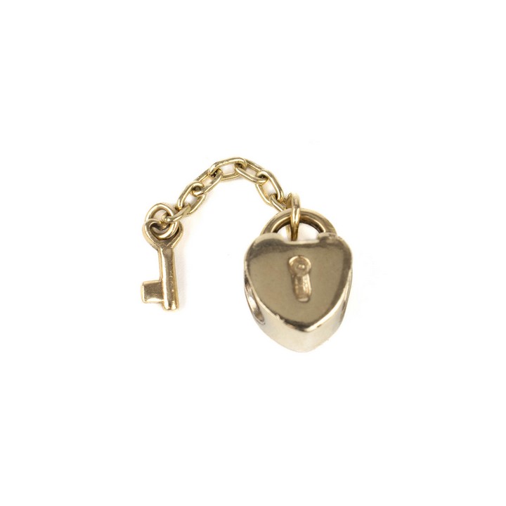 Pandora 14ct Yellow Gold Heart Padlock and Key Charm, 3.5g (VAT Only Payable on Buyers Premium)