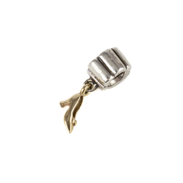 Pandora 14K Yellow Shoe with Silver Spacer Drop Charm, 3g (VAT Only Payable on Buyers Premium)