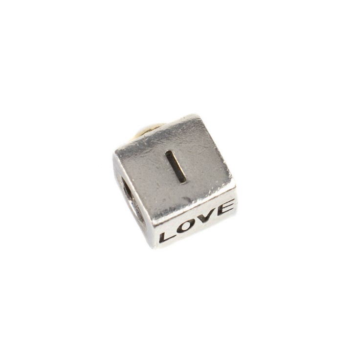 Pandora Silver with Gold Plate Heart I Love You Square Charm, 3.6g (VAT Only Payable on Buyers Premium)