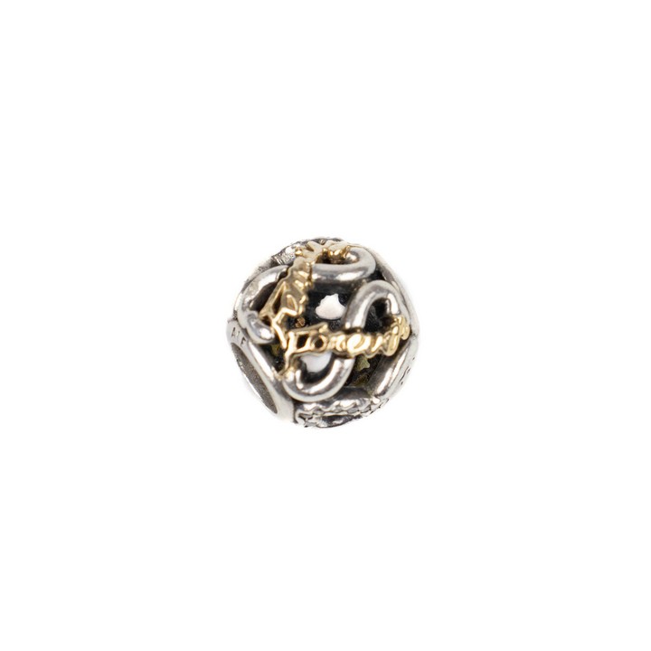 Pandora Silver with Gold Plate Filigree Ball Charm, 2.2g (VAT Only Payable on Buyers Premium)