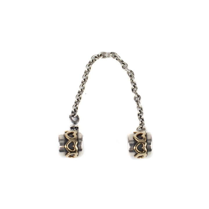 Pandora Silver With Gold Plate Band of Hearts Safety Chain Charm, 7cm, 3.4g (VAT Only Payable on Buyers Premium)