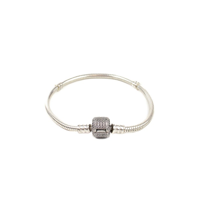 Pandora Silver Clear Stone Pavé Charm Bracelet, 19cm, 15.2g (VAT Only Payable on Buyers Premium)