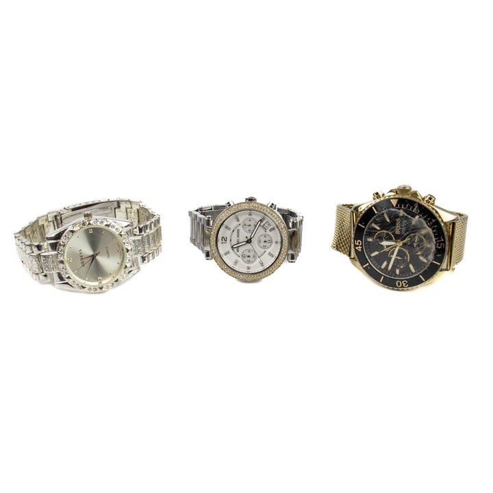 Selection of Three Watches including Geneva, Michael Kors (Missing Pin), Boss (Damaged Crystal) (All not Currently Running) (VAT Only Payable on Buyers Premium)