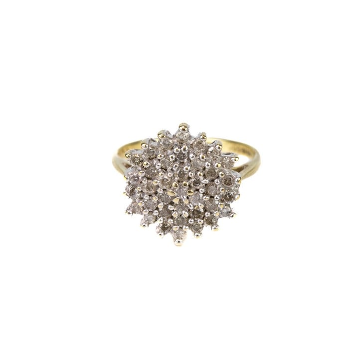 9ct Yellow Gold 0.50ct Diamond Cluster Ring, Size H½, 2.6g.  Auction Guide: £800-£1,000 (VAT Only Payable on Buyers Premium)