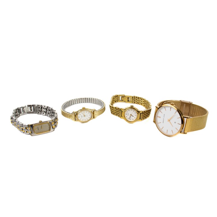 Selection of Four Gold Plate Stainless Steel Watches including Abbott Lyon, Seiko, and Rotary (All Not Currently Running) (VAT Only Payable on Buyers Premium)