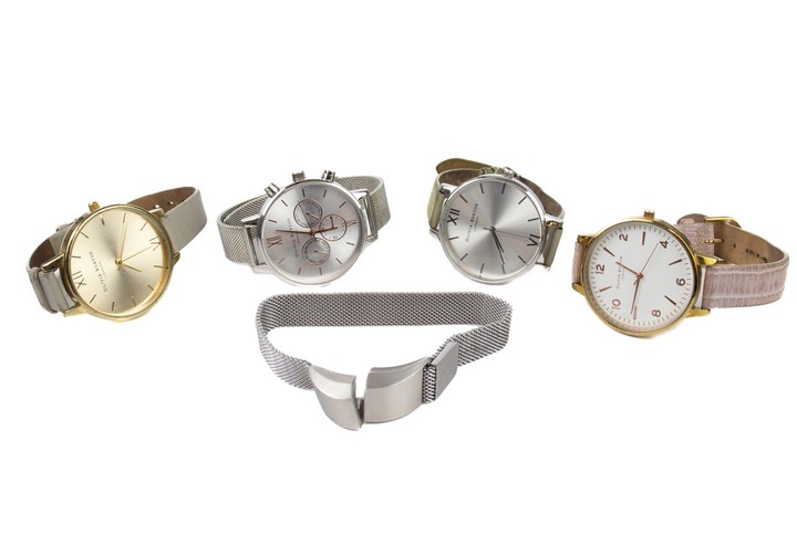 Selection of Four Olivia Burton Watches (All Not Currently Running), Spare Watch Mesh Stainless Steel Bracelet (VAT Only Payable on Buyers Premium)