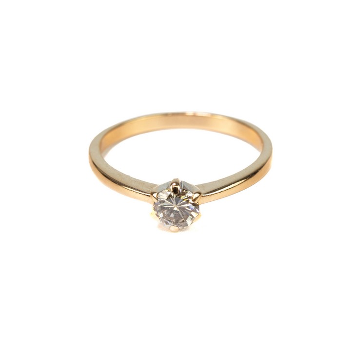 18K Rose 0.33ct Diamond Single Stone Ring, Size Q, 3.1g.  Auction Guide: £250-£350 (VAT Only Payable on Buyers Premium)