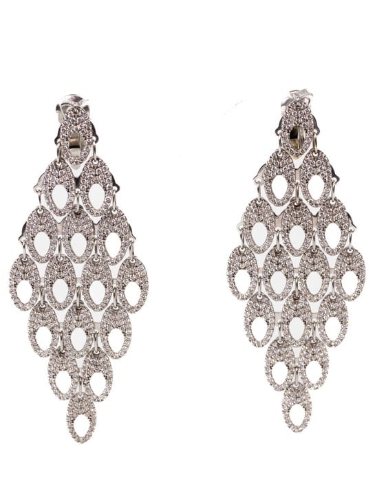 Bvlgari 18K White Diamond Pavé Drop Earrings, 24.1g.