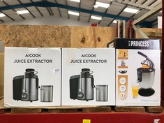 QUANTITY OF KITCHEN & APPLIANCES ITEMS TO INCLUDE PRINCESS 201852 JUICER, 160 W, STAINLESS STEEL AND BLACK: LOCATION - A RACK