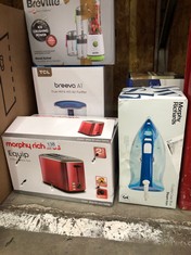 QUANTITY OF KITCHEN & APPLIANCES ITEMS TO INCLUDE MORPHY RICHARDS 300300 CRYSTAL CLEAR STEAM IRON, TURQOISE/WHITE: LOCATION - A RACK