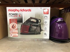 MORPHY RICHARDS POWER STEAM ELITE + STEAM GENERATOR IRON, CERAMIC NON-STICK SOLEPLATE, 310G STEAM BOOST, 200G STEAM OUTPUT, 6 BAR, AUTO CLEAN, 1.3L WATER TANK, 1.8M CORD, 2400W, BLACK/RED, 332013: LO