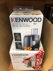 QUANTITY OF KITCHEN ITEMS TO INCLUDE KEN WOOD MEAT GRINDER AND CHEF/MAJOR DICING ATTACHMENT: LOCATION - TABLES