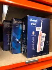 QUANTITY OF HEALTH & BEAUTY ITEMS TO INCLUDE ORAL-B PRO 3 ELECTRIC TOOTHBRUSHES FOR ADULTS WITH SMART PRESSURE SENSOR, MOTHERS DAY GIFTS FOR HER / HIM, 1 TOOTHBRUSH HEAD, 1 3D WHITE WHITENING RESTORE