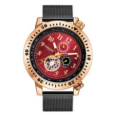 GAMAGES OF LONDON LIMITED EDITION HAND ASSEMBLED ASPECT TIMER AUTOMATIC ROSE RED WATCH SKU:GA1662 RRP £705: LOCATION - TOP 50 RACK