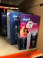 QUANTITY OF HEALTH & BEAUTY ITEMS TO INCLUDE ORAL-B PRO KIDS ELECTRIC TOOTHBRUSH, CHRISTMAS GIFTS FOR KIDS, 1 TOOTHBRUSH HEAD, X4 DISNEY PRINCESS STICKERS, 2 MODES WITH KID-FRIENDLY SENSITIVE MODE, F