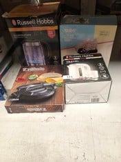 QUANTITY OF KITCHEN & APPLIANCES ITEMS TO INCLUDE RUSSELL HOBBS ELECTRIC 0.85L TRAVEL KETTLE, SMALL & COMPACT, DUAL VOLTAGE, IDEAL FOR ABROAD/CARAVAN/CAMPING, INC 2 CUPS & SPOONS, REMOVABLE WASHABLE