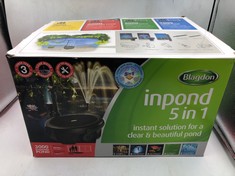 BLAGDON INPOND 5-IN-1 3000 EASY CARE CLEAN POND SOLUTION, 10W POND PUMP & FILTER WITH UV CLARIFIER FOR ALGAE CONTROL AND CLEAR WATER, LED LIGHT, 3 FOUNTAIN HEADS, FOR PONDS UP TO 3,000L, BLACK.: LOCA