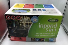 BLAGDON INPOND 5-IN-1 3000 EASY CARE CLEAN POND SOLUTION, 10W POND PUMP & FILTER WITH UV CLARIFIER FOR ALGAE CONTROL AND CLEAR WATER, LED LIGHT, 3 FOUNTAIN HEADS, FOR PONDS UP TO 3,000L, BLACK.: LOCA