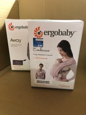 ERGOBABY EMBRACE COZY NEWBORN ESSENTIALS BABY CARRIER WRAP (7-25 POUNDS), PONTE KNIT, BLUSH PINK + ERGOBABY AWAY BABY CARRIER: LOCATION - C