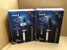 2 X ORAL-B IO3 ELECTRIC TOOTHBRUSHES ADULTS & TRAVEL CASE, 3 MODES WITH TEETH WHITENING, 2 PIN UK PLUG, BLACK: LOCATION - C