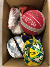 QUANTITY OF SPORTS & EXERCISE ITEMS TO INCLUDE MITRE ULTIMATCH FOOTBALL, ENHANCED CONTROL, EXTRA DURABILITY, ADDED ACCURACY, BALL, YELLOW/SILVER, 5: LOCATION - C