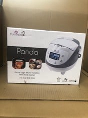 1 X YUM ASIA PANDA MINI RICE COOKER WITH NINJA CERAMIC BOWL AND ADVANCED FUZZY LOGIC (3.5 CUP, 0.63 LITRE) 4 RICE COOKING FUNCTIONS, 4 MULTICOOKER FUNCTIONS, LED DISPLAY, 220-240V (WHITE AND GREY).: