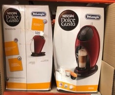 2 X DELONGHI NESCAFÉ DOLCE GUSTO JOVIA POD CAPSULE COFFEE MACHINE, ESPRESSO, CAPPUCCINO, LATTE AND MORE,EDG250.R, 0.8L, RED.: LOCATION - D