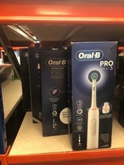 QUANTITY OF HEALTH & BEAUTY ITEMS TO INCLUDE ORAL-B PRO 3 ELECTRIC TOOTHBRUSH FOR ADULTS, 1 CROSS ACTION TOOTHBRUSH HEAD, 3 MODES, ORAL B ELECTRIC TOOTHBRUSH WITH PRESSURE SENSOR, 2 PIN UK PLUG, 3000