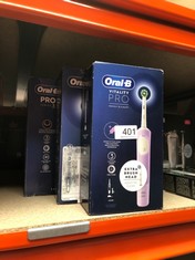 QUANTITY OF HEALTH & BEAUTY ITEMS TO INCLUDE ORAL-B VITALITY PRO ELECTRIC TOOTHBRUSHES FOR ADULTS,1 HANDLE, 2 TOOTHBRUSH HEADS, 3 BRUSHING MODES INCLUDING SENSITIVE PLUS, 2 PIN UK PLUG, PURPLE: LOCAT