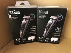 2 X BRAUN BEARD TRIMMER SERIES 9 BT9441, TRIMMER WITH BARBER TOOLS AND 180-MIN RUNTIME, RATED WHICH BEST BUY: LOCATION - A