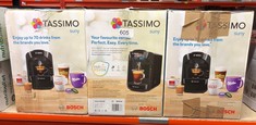 3 X TASSIMO BY BOSCH SUNY 'SPECIAL EDITION' TAS3102GB COFFEE MACHINE,1300 WATT, 0.8 LITRE - BLACK: LOCATION - G