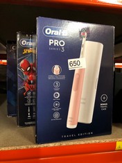 QUANTITY OF HEALTH & BEAUTY ITEMS TO INCLUDE ORAL-B PRO 3 ELECTRIC TOOTHBRUSHES FOR ADULTS, 3 MODES WITH TEETH WHITENING, 2 PIN UK PLUG, 3500, PINK: LOCATION - G