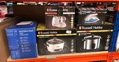 QUANTITY OF KITCHEN & APPLIANCES ITEMS TO INCLUDE RUSSELL HOBBS 2 SLICE LIFT & LOOK TOASTER (LONGER SLOTS, 6 BROWNING LEVELS, DEFROST/REHEAT/CANCEL FUNCTION, REMOVABLE CRUMB TRAY, 1670W, CREAM & STAI