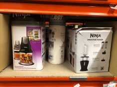 QUANTITY OF KITCHEN & APPLIANCES ITEMS TO INCLUDE NINJA 700W SLIM BLENDER & SMOOTHIE MAKER, 2X 470ML CUPS WITH SPOUT LIDS, PERSONAL BLENDER, CRUSH ICE & FROZEN FRUIT, SILVER/BLACK QB3001UKS: LOCATION