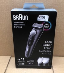 1 X BRAUN BEARD TRIMMER SERIES 9 BT9441, TRIMMER WITH BARBER TOOLS AND 180-MIN RUNTIME, RATED WHICH BEST BUY.: LOCATION - H