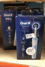 QUANTITY OF HEALTH & BEAUTY ITEMS TO INCLUDE ORAL-B VITALITY PRO ELECTRIC TOOTHBRUSHES ADULTS, 1 HANDLE, 2 TOOTHBRUSH HEADS, 3 BRUSHING MODES INCLUDING SENSITIVE PLUS, 2 PIN UK PLUG, BLUE: LOCATION -