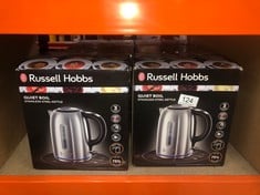 X6 RUSSELL HOBBS BRUSHED STAINLESS STEEL ELECTRIC 1.7L CORDLESS KETTLE (QUIET & FAST BOIL 3KW, REMOVABLE WASHABLE ANTI-SCALE FILTER, PUSH BUTTON LID, PERFECT POUR SPOUT) 20460: LOCATION - A