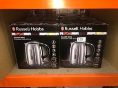 X6 RUSSELL HOBBS BRUSHED STAINLESS STEEL ELECTRIC 1.7L CORDLESS KETTLE (QUIET & FAST BOIL 3KW, REMOVABLE WASHABLE ANTI-SCALE FILTER, PUSH BUTTON LID, PERFECT POUR SPOUT) 20460: LOCATION - A