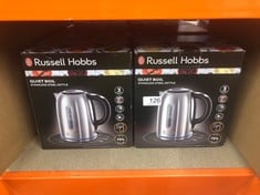 X6 RUSSELL HOBBS BRUSHED STAINLESS STEEL ELECTRIC 1.7L CORDLESS KETTLE (QUIET & FAST BOIL 3KW, REMOVABLE WASHABLE ANTI-SCALE FILTER, PUSH BUTTON LID, PERFECT POUR SPOUT) 20460: LOCATION - A