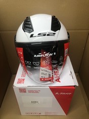 LS2 MOTORCYCLE HELMET - OPEN FACE - AIRFLOW GLOSS WHITE - M.: LOCATION - A