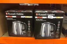 X6 RUSSELL HOBBS BRUSHED STAINLESS STEEL ELECTRIC 1.7L CORDLESS KETTLE (QUIET & FAST BOIL 3KW, REMOVABLE WASHABLE ANTI-SCALE FILTER, PUSH BUTTON LID, PERFECT POUR SPOUT) 20460: LOCATION - A