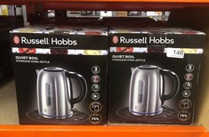 X6 RUSSELL HOBBS BRUSHED STAINLESS STEEL ELECTRIC 1.7L CORDLESS KETTLE (QUIET & FAST BOIL 3KW, REMOVABLE WASHABLE ANTI-SCALE FILTER, PUSH BUTTON LID, PERFECT POUR SPOUT) 20460: LOCATION - A